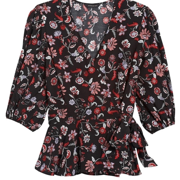 Banana Republic Tops - Banana Republic Print Peplum Wrap-Top